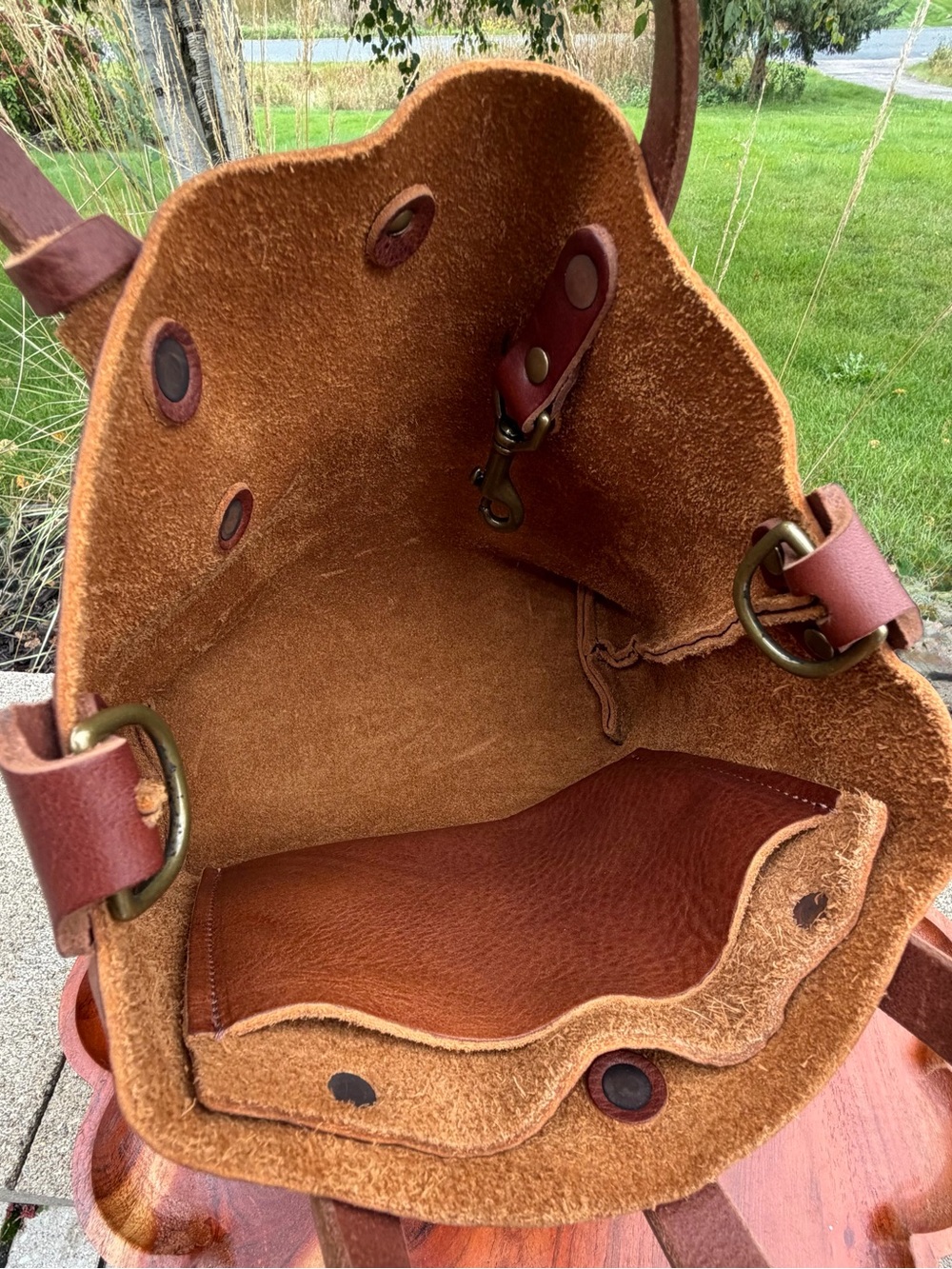 Go Forth Goods Avery Saddle Brown Leather Tote Bag Mini Crossbody Like New - Picture 8 of 17